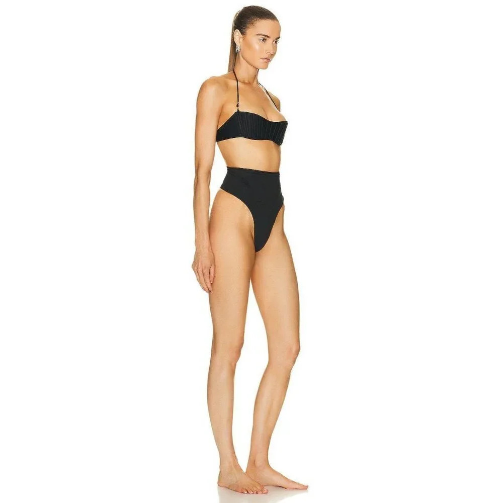 Mugler Corset Bikini Top In Black 38 New Womens Swim Suit Travel Bag — image 3 of 8